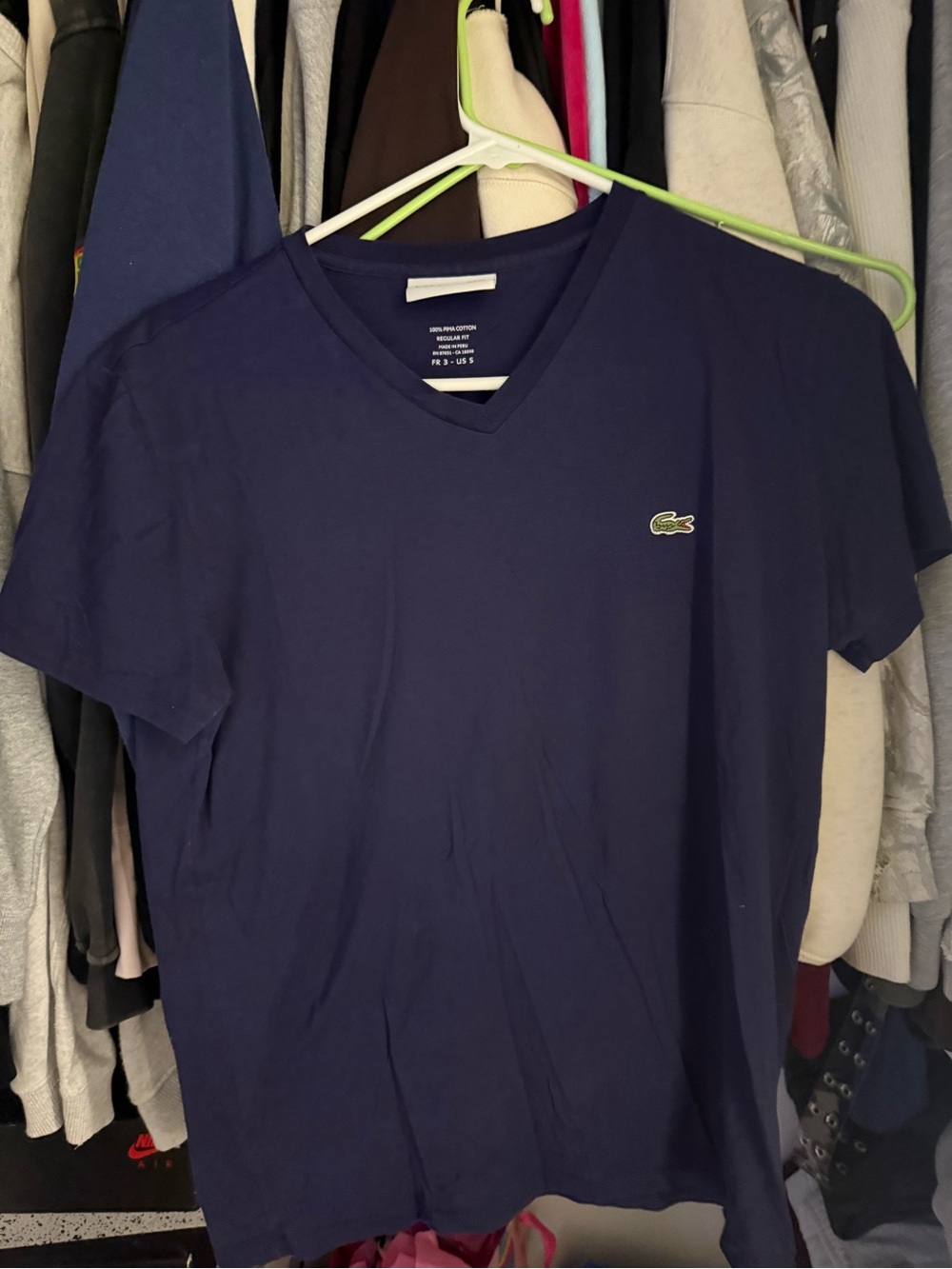 Lacoste women Dark Navy V-Neck Cotton Tee